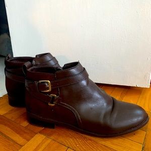 Brown faux leather booties